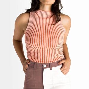SOLUNA COLLECTIVE Tangerine Mock Neck Top Size M Fall Layering Knit